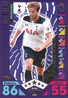 Eric Dier Tottenham Hotspur 2016/17 Topps Match Attax Tough Tackler #298